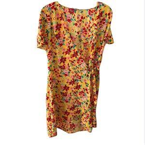 J.Crew Yellow & Red Floral Wrap Dress